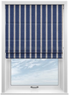 Bellagio Stripe, Riviera Navy - Roman Blind